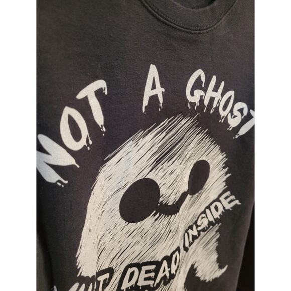 Not a Ghost Just Dead Inside Ghost Black Crewneck Sweatshirt Size Medium - Picture 4 of 8